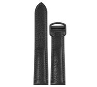ROUREOX Genuine Leather Watch Strap Grained Calfskin 17mm 20mm 22mm 23mm 25mm Replacement Watch Band with Deployment Clasp for Cartier Tank Must Santos-Black + Black 23mm