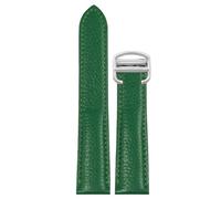 ROUREOX Genuine Leather Watch Strap Grained Calfskin 17mm 20mm 22mm 23mm 25mm Replacement Watch Band with Deployment Clasp for Cartier Tank Must Santos-Green+Silver 17mm