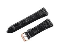 ROUREOX Genuine Leather Watch Strap Metal Clasp Vintage Handmade Replacement Watch Band 22mm for Guess W0040G3 W0247G3 W0040G7-Black + Rose Gold