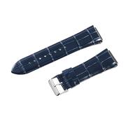 ROUREOX Genuine Leather Watch Strap Metal Clasp Vintage Handmade Replacement Watch Band 22mm for Guess W0040G3 W0247G3 W0040G7-Blue + Silver