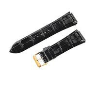 ROUREOX Genuine Leather Watch Strap Metal Clasp Vintage Handmade Replacement Watch Band 22mm for Guess W0040G3 W0247G3 W0040G7-Black + Gold