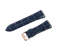 ROUREOX Genuine Leather Watch Strap Metal Clasp Vintage Handmade Replacement Watch Band 22mm for Guess W0040G3 W0247G3 W0040G7-Blue + Rose Gold