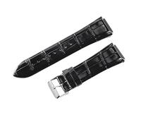ROUREOX Genuine Leather Watch Strap Metal Clasp Vintage Handmade Replacement Watch Band 22mm for Guess W0040G3 W0247G3 W0040G7-Black + Silver