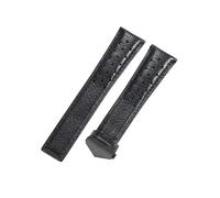 ROUREOX Genuine Leather Watch Strap Push Button Folding Clasp Replacement Watch Band 22mm for TAG Heuer Carrera Heritage Calibre 6-Black + Black