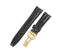 ROUREOX Genuine Leather Watch Strap Stainless Steel Buckle Braided Cowhide Leather Watch Band 20mm for IWC Portuguese IW371614 IW503312-Black + Gold Z7