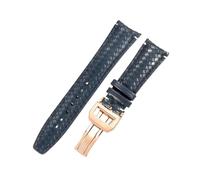 ROUREOX Genuine Leather Watch Strap Stainless Steel Buckle Braided Cowhide Leather Watch Band 20mm for IWC Portuguese IW371614 IW503312-Blue + Rose Gold Z7