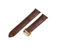 ROUREOX Genuine Leather Watch Strap Stainless Steel Buckle Men's Replacement Leather Strap for Cartier Tank Collection-Brown + Gold 16mm