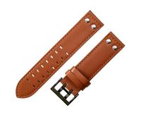 ROUREOX Genuine Leather Watch Strap Stainless Steel Buckle Replacement Cowhide Strap Watch Accessories for Hamilton H70595593 H70655733-Brown + Black 22mm