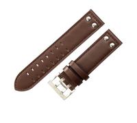 ROUREOX Genuine Leather Watch Strap Stainless Steel Buckle Replacement Cowhide Strap Watch Accessories for Hamilton H70595593 H70655733-Coffee + Silver 22mm