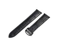 ROUREOX Genuine Leather Watch Strap Stainless Steel Buckle Single-Pass Replacement Leather Strap for Cartier Tank Collection-Black + Black 22mm
