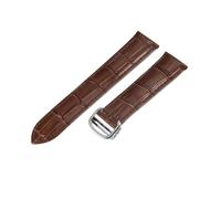 ROUREOX Genuine Leather Watch Strap Stainless Steel Buckle Single-Pass Replacement Leather Strap for Cartier Tank Collection-Brown + Silver 23mm