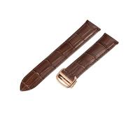 ROUREOX Genuine Leather Watch Strap Stainless Steel Buckle Single-Pass Replacement Leather Strap for Cartier Tank Collection-Brown + Rose Gold 23mm