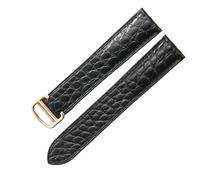ROUREOX Genuine Leather Watch Strap Stainless Steel Butterfly Buckle Replacement Leather Strap 20mm for Cartier Ballon Bleu Collection-Black + Rose Gold