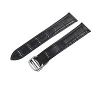 ROUREOX Genuine Leather Watch Strap Stainless Steel Folding Buckle Quick Release Leather Watch Strap for Cartier Tank Collection-Black + Silver 23mm