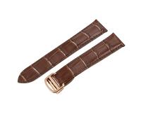 ROUREOX Genuine Leather Watch Strap Stainless Steel Folding Buckle Quick Release Leather Watch Strap for Cartier Tank Collection-Brown + Rose Gold 23mm
