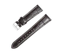 ROUREOX Genuine Leather Watch Strap with Alligator Grain Two-Tone Padded Replacement Band for Longines Master Collection-Coffee 22mm