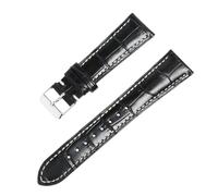 ROUREOX Genuine Leather Watch Strap with Alligator Grain Two-Tone Padded Replacement Band for Longines Master Collection-Black 22mm