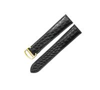 ROUREOX Genuine Leather Watch Strap with Deployment Buckle Croc Pattern 23mm Unisex Replacement Watch Bracelet Band for Cartier Tank Solo-Black + Gold