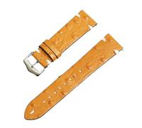 ROUREOX Genuine Leather Watch Strap with Ostrich Pattern Quick Release Replacement Band with Handmade Stitching 20mm 22mm-Yellow 20mm