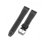 ROUREOX Genuine Leather Watch Straps With Stainless Metal Clasp Quick Release Replacement Bands for IWC Mark XVII XVIII Big Pilot's Portugieser Chronograph-Black + White 22mm