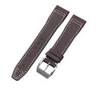 ROUREOX Genuine Leather Watch Straps With Stainless Metal Clasp Quick Release Replacement Bands for IWC Mark XVII XVIII Big Pilot's Portugieser Chronograph-Brown + White 22mm