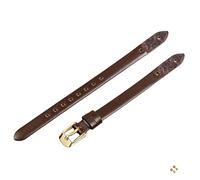 ROUREOX Genuine Leather Women's Watch Strap Stainless Steel Buckle Adjustable Replacement Strap 8mm for Fossil ES3861 3269-Coffee + Gold