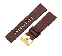 ROUREOX Genuine Vintage Leather Watch Strap 28mm Classic Oil Wax Leather Quick Release Watch Band for Diesel DZ1405 4323-Coffee + Gold