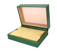ROUREOX Green Leatherette Watch Box Wood Lined Interior Vintage Style Storage Case Patterned Outer Box for Rolex