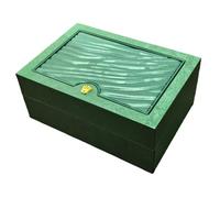 ROUREOX Green Watch Box Leather Single Watch Case Wooden Core Protective Storage Organiser Soft Velvet for Rolex Sky-Dweller