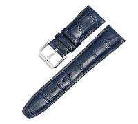 ROUREOX Handmade Genuine Leather Watch Band Adjustable Metal Clasp Soft Leather Watch Strap Repairment Accessories for IWC Portugieser Chronograph-Blue B 21mm