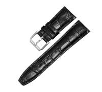 ROUREOX Handmade Genuine Leather Watch Band Adjustable Metal Clasp Soft Leather Watch Strap Repairment Accessories for IWC Portugieser Chronograph-Black B 21mm