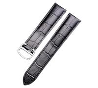 ROUREOX Handmade Genuine Leather Watch Strap Quick Release Butterfly Buckle Watch Band for Cartier Ronde Solo-Black + Silver 23mm