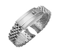 ROUREOX Heavy Duty Jubilee Style Watch Strap Curved Ends Solid Stainless Steel Bracelet 20mm 21mm - Silver B 20MM