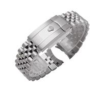 ROUREOX Heavy Duty Jubilee Style Watch Strap Curved Ends Solid Stainless Steel Bracelet 20mm 21mm - Silver A 21MM