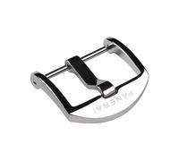 ROUREOX Heavy Duty Screw-in Watch Buckle - Solid Stainless Steel D-Shape Clasp - Brushed and Polished Finish Replacement for Panerai-Polished Silver 24mm
