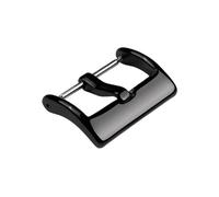 ROUREOX Heavy Duty Stainless Steel Watch Buckle - Brushed Finish Replacement Clasp with 3mm Wide Flat Tongue - for Thick Leather Straps with Large Holes for Casio-Bright Black 22mm