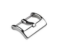 ROUREOX Heavy Duty Stainless Steel Watch Buckle - Brushed Finish Replacement Clasp with 3mm Wide Flat Tongue - for Thick Leather Straps with Large Holes for Casio-Bright Silver 16mm