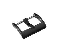 ROUREOX Heavy Duty Stainless Steel Watch Buckle - Brushed Finish Replacement Clasp with 3mm Wide Flat Tongue - for Thick Leather Straps with Large Holes for Casio-Matte Black 16mm