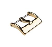 ROUREOX Heavy Duty Stainless Steel Watch Buckle - Brushed Finish Replacement Clasp with 3mm Wide Flat Tongue - for Thick Leather Straps with Large Holes for Casio-Bright Gold 20mm