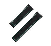 ROUREOX Hybrid Watch Strap 20mm 22mm Woven Nylon with Genuine Leather Lining Replacement Watch Band for TAG Heuer Carrera Series-Black + Green 22mm