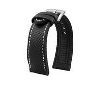 ROUREOX Hybrid Watch Strap Silicone Rubber Band Fabric Surface Replacement Wristbelt Waterproof Metal Clasp for IWC Pilot's-A3 23mm