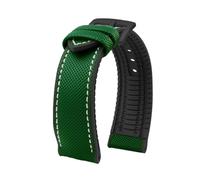 ROUREOX Hybrid Watch Strap Silicone Rubber Band Fabric Surface Replacement Wristbelt Waterproof Metal Clasp for IWC Pilot's-A16 23mm