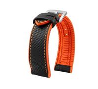 ROUREOX Hybrid Watch Strap Silicone Rubber Band Fabric Surface Replacement Wristbelt Waterproof Metal Clasp for IWC Pilot's-A5 23mm