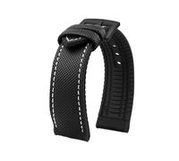 ROUREOX Hybrid Watch Strap Silicone Rubber Band Fabric Surface Replacement Wristbelt Waterproof Metal Clasp for IWC Pilot's-A4 23mm