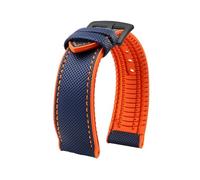 ROUREOX Hybrid Watch Strap Silicone Rubber Band Fabric Surface Replacement Wristbelt Waterproof Metal Clasp for IWC Pilot's-A12 23mm