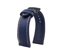ROUREOX Hybrid Watch Strap Silicone Rubber Band Fabric Surface Replacement Wristbelt Waterproof Metal Clasp for IWC Pilot's-A10 23mm