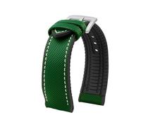 ROUREOX Hybrid Watch Strap Silicone Rubber Band Fabric Surface Replacement Wristbelt Waterproof Metal Clasp for IWC Pilot's-A15 23mm