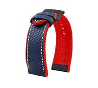 ROUREOX Hybrid Watch Strap Silicone Rubber Band Fabric Surface Replacement Wristbelt Waterproof Metal Clasp for IWC Pilot's-A14 23mm