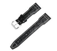 ROUREOX Leather Strap Fitted Alligator Embossed Replacement Watch Band with Stainless Steel Buckle for IWC Le Petit Prince Edition-Black + White 21mm