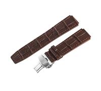 ROUREOX Leather Watch Strap 23mm Alligator Grain Replacement Watch Band with Deployment Butterfly Clasp for FIYTA Interstellar Series-Black + Silver
